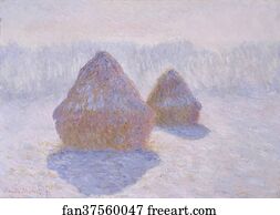 Snow Effect Art Print - Haystacks (Effect Of Snow And Sun)