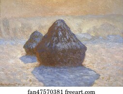 Snow Effect Art Print - Haystacks: Snow Effect