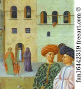 Cripple Art Print - Healing Of A Cripple And The Raising Of Tabitha. Detail