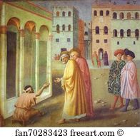 Cripple Art Print - Healing Of A Cripple And The Raising Of Tabitha. Detail