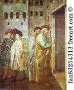 Cripple Art Print - Healing Of A Cripple And The Raising Of Tabitha. Detail