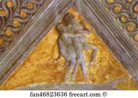 1465 74 Detail Of Ceiling Fresco Palazzo Ducale Art Print - Heracles And Antheus