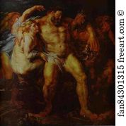 Being Art Print - Hercules Drunk, Being Led Away By A Nymph And A Satyr