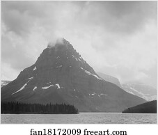 Medicine Art Print - High, Lone Mountain Peak, Lake In Foreground, "two Medicine Lake. Glacier National Park, " Montana. Photographs Of National Parks And Monuments, Compiled 1941 - 1942, Documenting The Period Ca. 1933 - 1942.
