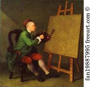 William Hogarth Art Print - Hogarth Painting The Comic Muse