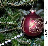 Free art print of Christmas decorations. Close-up shot of silver and