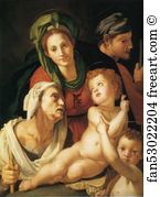 St Anne And The Infant St John Art Print - Holy Family With St. Elizabeth (Or St. Anne? ) And The Infant St. John The Baptist