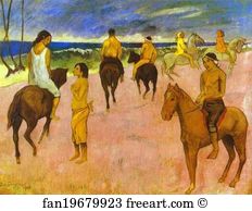 Horsemen On The Beach Art Print - Horsemen On The Beach