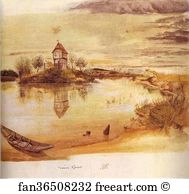 Pond Art Print - House By A Pond