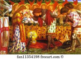 Died Art Print - How Sir Galahad, Sir Bors And Sir Percival Were Fed With The Sanc Grael; But Sir Percival's Sister Died By The Way