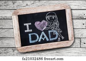 Free art print of I Love Dad, writing on chalkboard | FreeArt | fa21032487