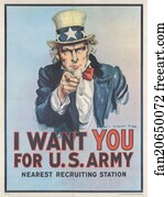 State Art Print - I Want You For The U. S. Army - Nearest Recruiting Station
