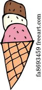 Free art print of Colorful Ice Cream Cone with three scoops, Isolated ...