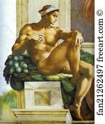 1508 1512 Fresco Sistine Chapel Art Print - Ignudi