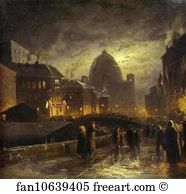 1869 Oil On Canvas The Tretyakov Gallery Art Print - Illumination In St. Petersburg