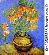 Crowns Art Print - Imperial Crown Fritillaria In A Copper Vase