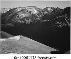 Panorama Art Print - In Rocky Mountain National Park, Colorado, Panorama Of Barren Mountains And Shadowed Valley. Photographs Of National Parks And Monuments, Compiled 1941 - 1942, Documenting The Period Ca. 1933 - 1942.