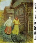 1902 Gouache Art Print - In The Village