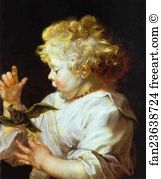 A Bird Art Print - Infant With A Bird