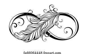 Free art print of Infinity symbol with peacock feather. The symbol of