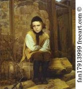 1874 Oil On Canvas The Russian Museum Art Print - Insulted Jewish Boy