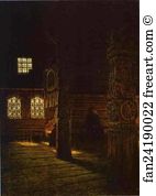 1894 Oil On Canvas The Russian Museum Art Print - Interior Of The Wooden Church Of St. Peter And St. Paul In Puchug