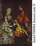 Interior Art Print - Interior With Two Women And A Child