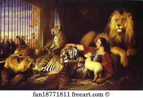 Animals Art Print - Isaac Van Amburgh And His Animals