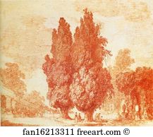 1774 Art Print - Italian Park With Cypresses