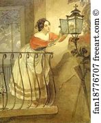 India Art Print - Italian Woman Lightning A Lamp Before The Image Of Madonna