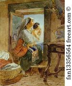 Pushkin Art Print - Italian Woman With A Child By A Window