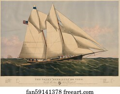 Race Art Print - James Gordon Bennett, Jr. 's 205-Ton Schooner Henrietta, Built At The Henry Steers Shipyard In 1861, And Winner Of The New York Yacht Club's Great Ocean Race In 1866.