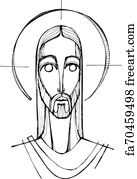 Free art print of Jesus Christ Face ink hand drawn illustration. Hand ...