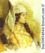 Shawl Art Print - Jewish Woman In An Oriental Shawl