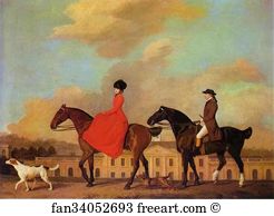 Riding Art Print - John And Sophia Musters Out Riding At Colwick Hall