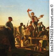 Flatboatmen Art Print - Jolly Flatboatmen In Port. Detail