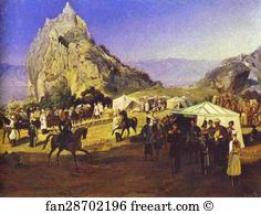 Grigory Gagarin Art Print - Kakhetia. Karaagach. The Headquaters Of Nizhegorodsky Dragoon Regiment