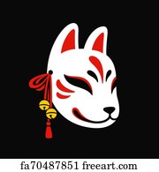 Free art print of Kitsune mask illustration, Japanese traditional mask ...