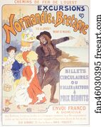 Compagnie Art Print - La Compagnie Des Chemins De Fer De L'ouest, "excursions En Normandie Et Bretagne".