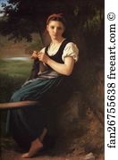 Knitting Art Print - La Tricoteuse (The Knitting Girl)