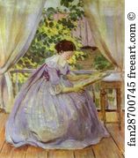 St Victor Art Print - Lady Embroidering