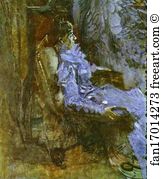 Artists Wife Art Print - Lady In A Violet Dress (Portrait Of Nadezhda Zabela-Vrubel, The Artist's Wife)