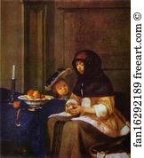 Peel Art Print - Lady Peeling An Apple