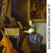 Virginal Art Print - Lady Seated At A Virginal