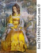 Tapestry Art Print - Lady Seated, With A Tapestry In The Background