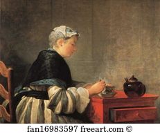 101 Art Print - Lady Taking Tea
