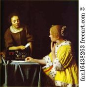 Vermeer Art Print - Lady With Her Maidservant