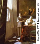 Writing Letter Art Print - Lady Writing A Letter With Her Maid