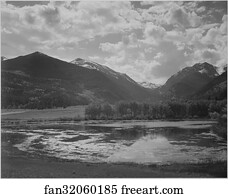 Rocky Mountain National Park Art Print - Lake And Trees In Foreground, Mountains And Clouds In Background, "in Rocky Mountain National Park, "colorado. Photographs Of National Parks And Monuments, Compiled 1941 - 1942, Documenting The Period Ca. 1933 - 1942.