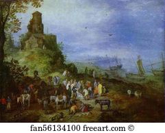 St Andrew Art Print - Landscape On The Coast, With The Calling Of St. Peter And St. Andrew